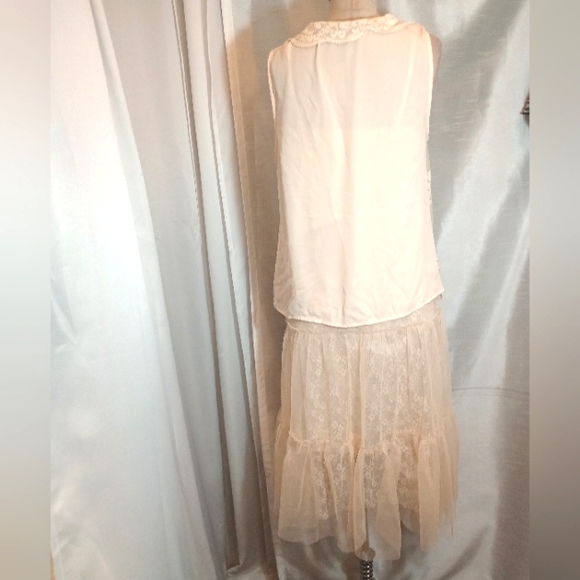 Melady Lace Midi Dress Set: Shein Tank Top+ Camisole & Layered Skirt, Lght Tan,S - Picture 7 of 16